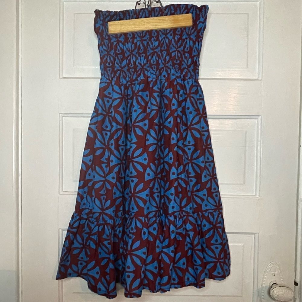 Moda International Smocked Strapless Dress w/ Flowing Skirt
